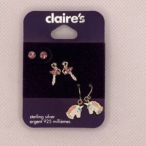 💛 Claire’s 925 Ballerina & Unicorn Earrings